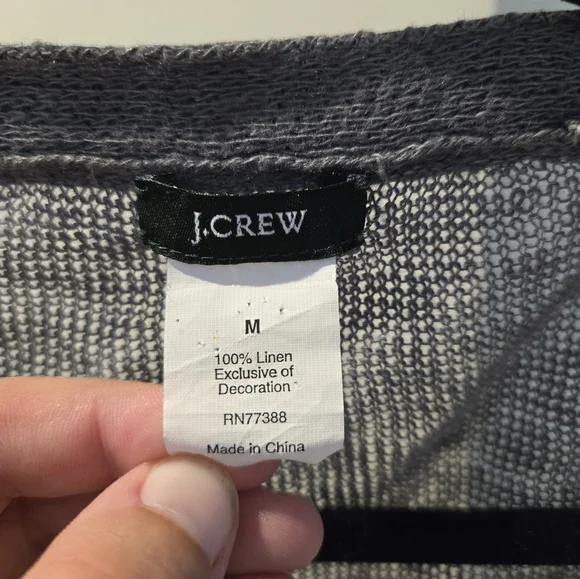 J Crew Linen V Neck Sweater In Grey Size Medium - Picture 3 of 6